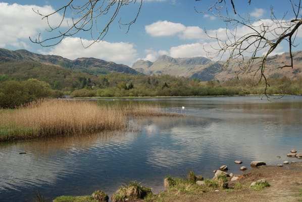 Le lac d’Elterwater, à l’entrée de Great Langdale, et les Langdale Pikes au fond.