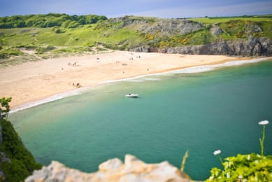 La plage de Barafundle, entre falaises et dunes, sur le domaine de Stackpole.
