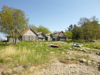Les hangars à filets d’Altja, au bord de la mer.