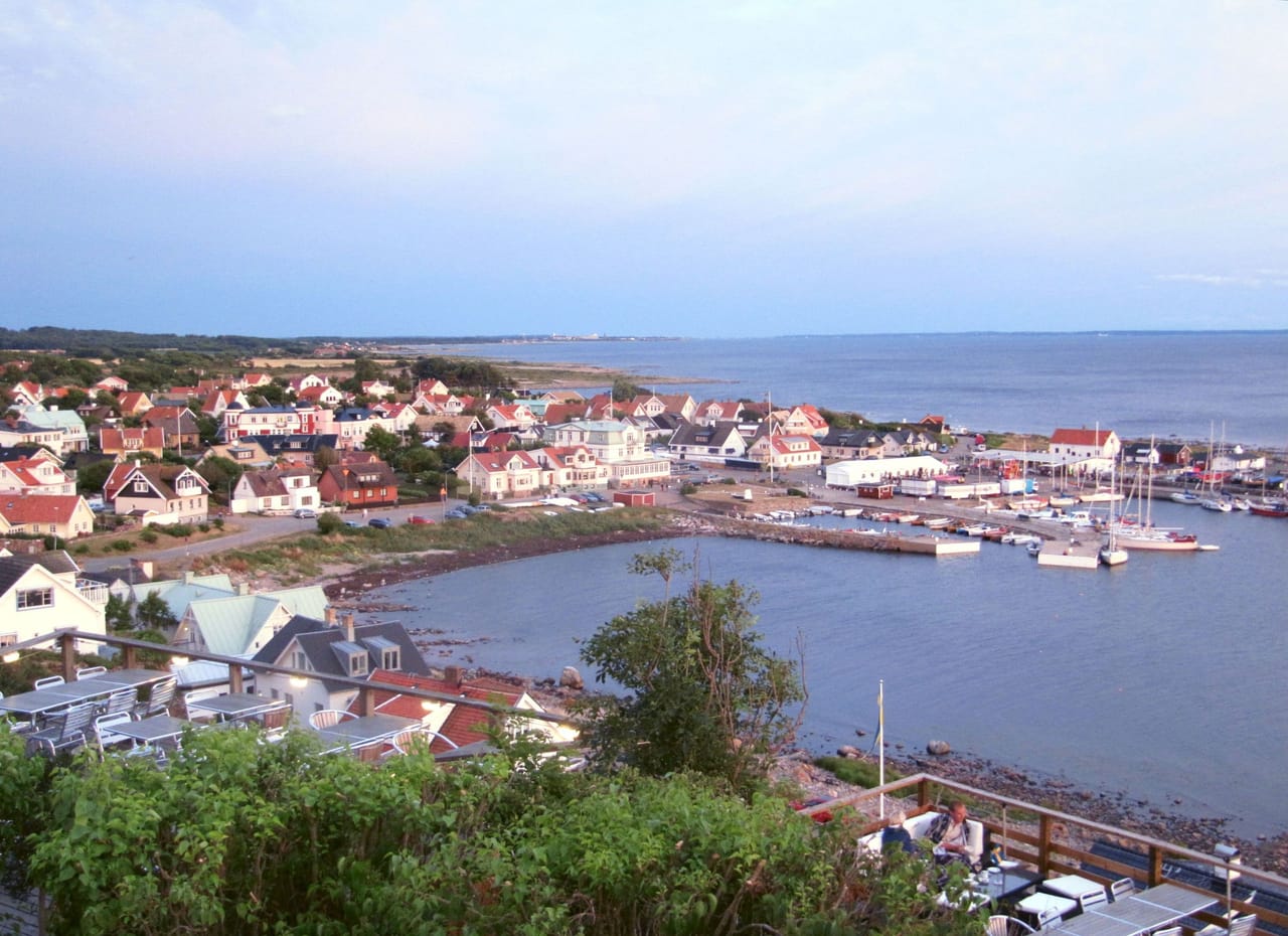 Mölle et son port en fin de journée, face au Kattegat.