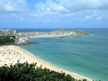 St Ives, la plage de Porthminster et la vieille ville.